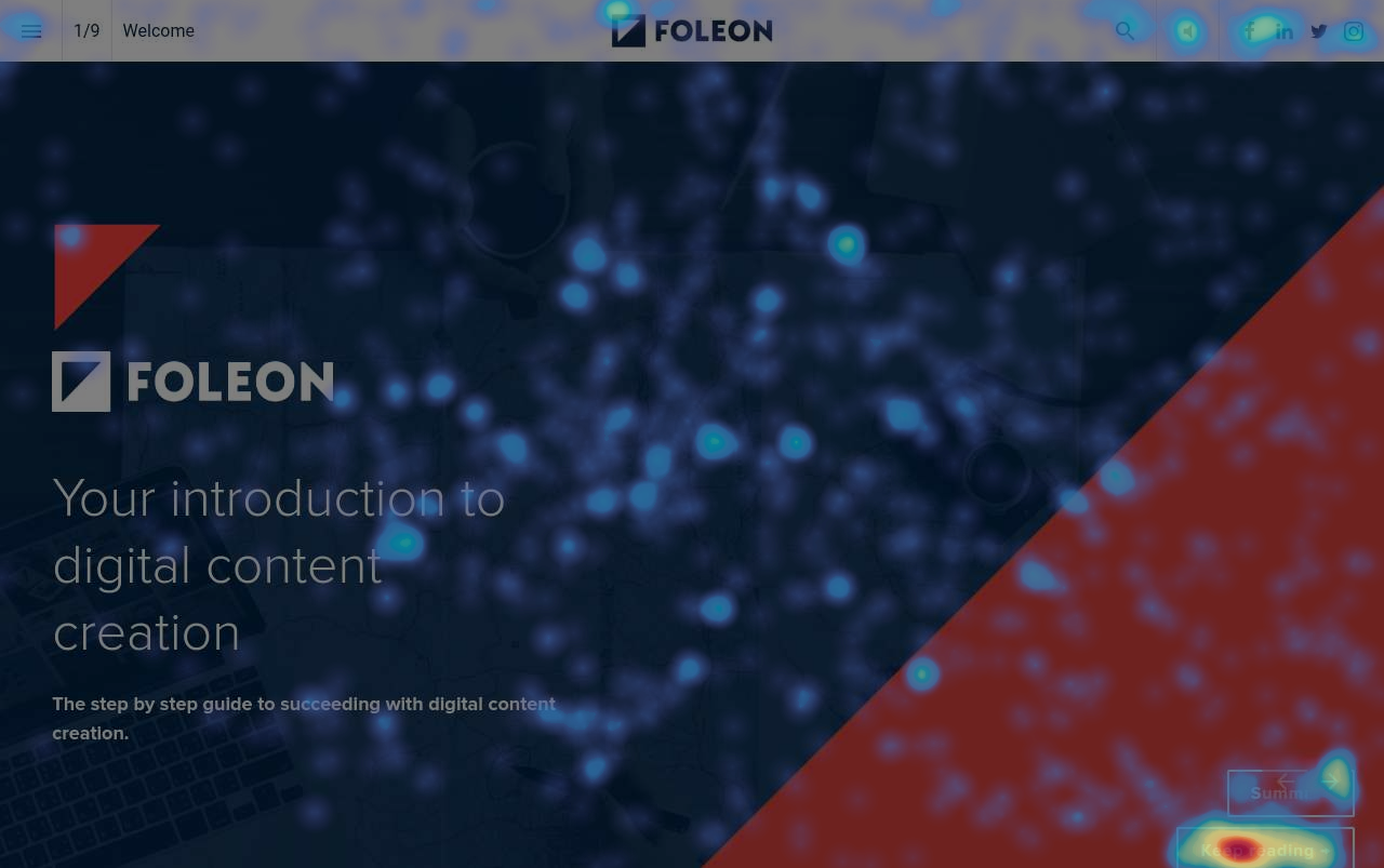 An example of a click heatmap on our own eBook about digital content creation